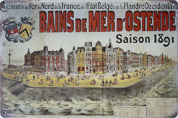 Retro metalen bord limited edition - Bains de mer d'Ostende