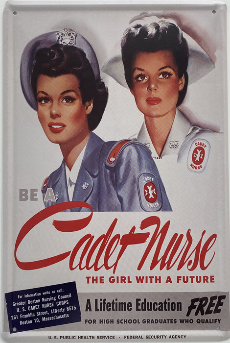 Retro metalen bord limited edition - Be a cadet nurse