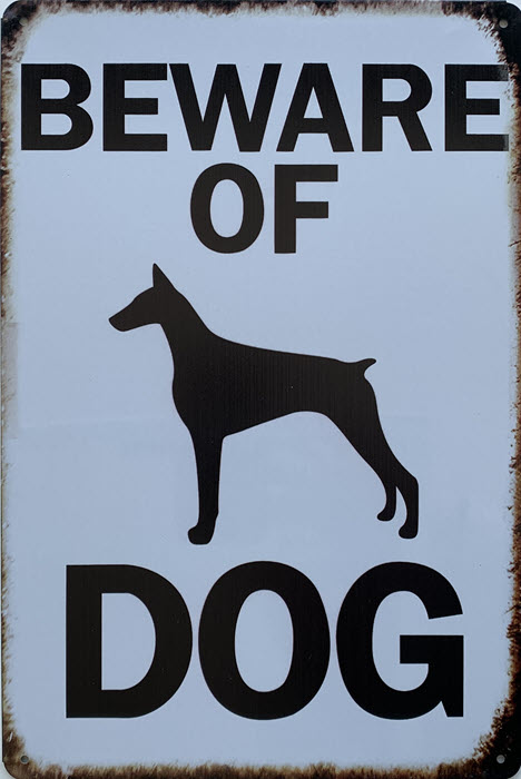 Retro metalen bord limited edition - Beware of dog