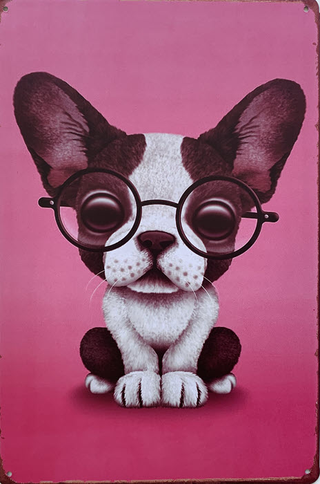 Retro metalen bord limited edition - Dog with glasses