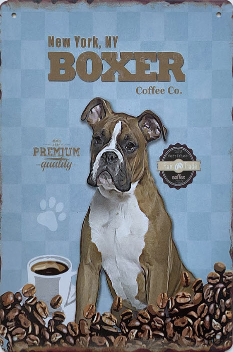 Retro metalen bord limited edition - NY boxer coffee