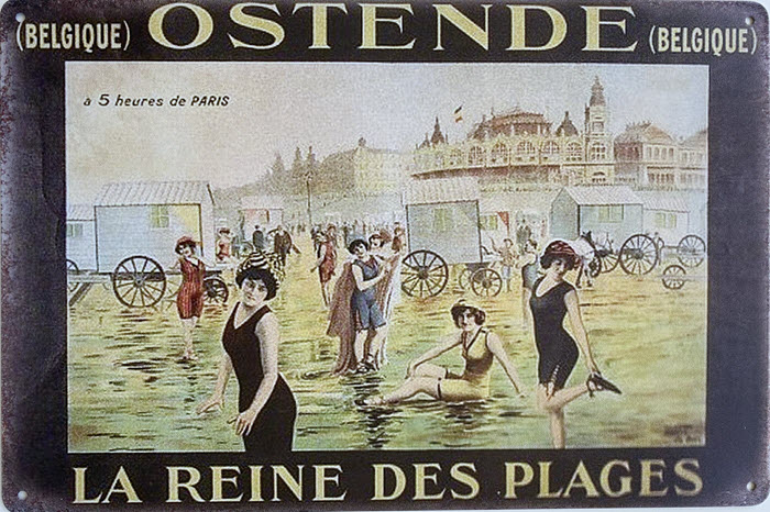 Retro metalen bord limited edition - Ostende la reine des plages
