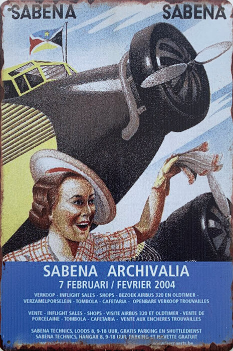 Retro metalen bord limited edition - Sabena archivalia
