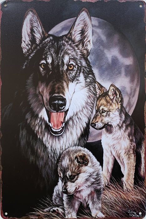 Retro metalen bord limited edition - Wolf