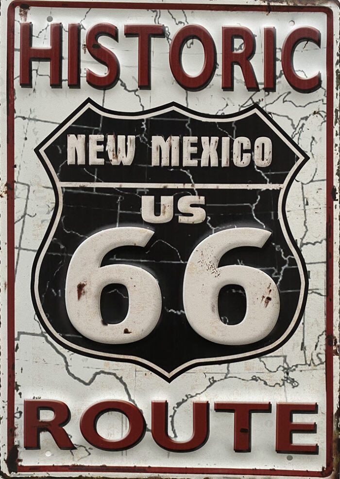Retro metalen bord groot reliëf - Historic New Mexico US 66 Route