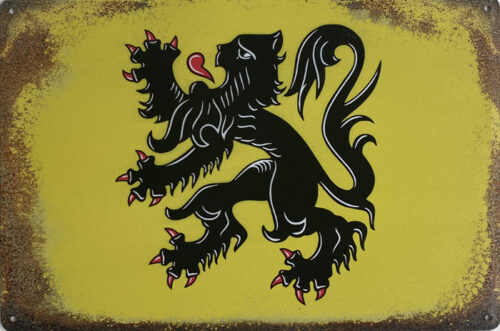 Retro metalen bord limited edition - Vlaamse leeuw