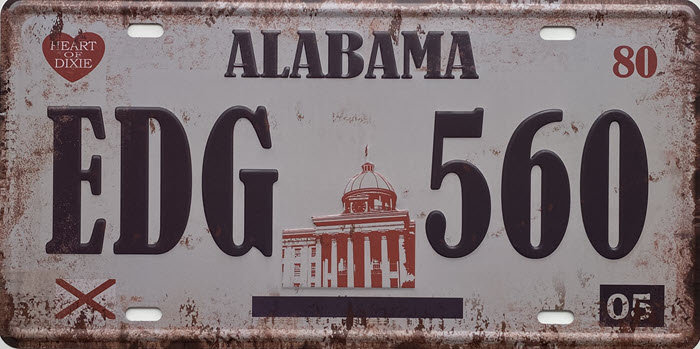 Retro metalen bord nummerplaat - Alabama