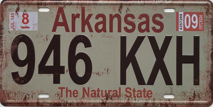 Retro metalen bord nummerplaat - Arkansas