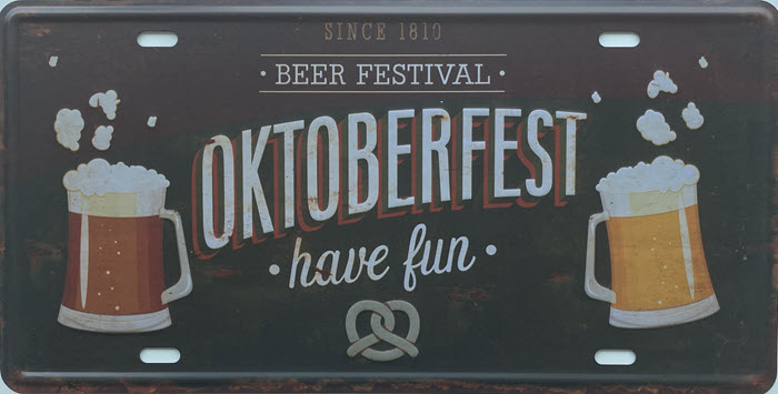 Retro metalen bord nummerplaat - Beer festival Oktoberfest