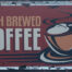 Retro metalen bord nummerplaat - Fresh brewed coffee