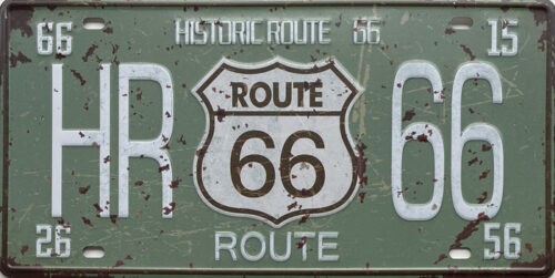 Retro metalen bord nummerplaat - Historic route 66