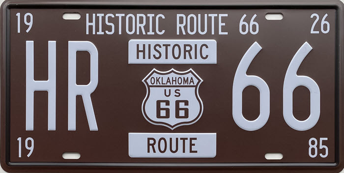 Retro metalen bord nummerplaat - Historic route