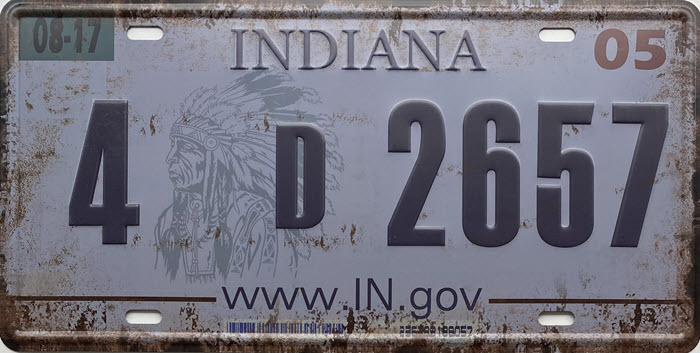 Retro metalen bord nummerplaat - Indiana