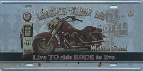 Retro metalen bord nummerplaat - Live to ride rode to live