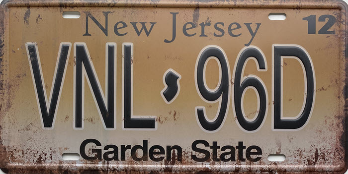 Retro metalen bord nummerplaat - New Jersey