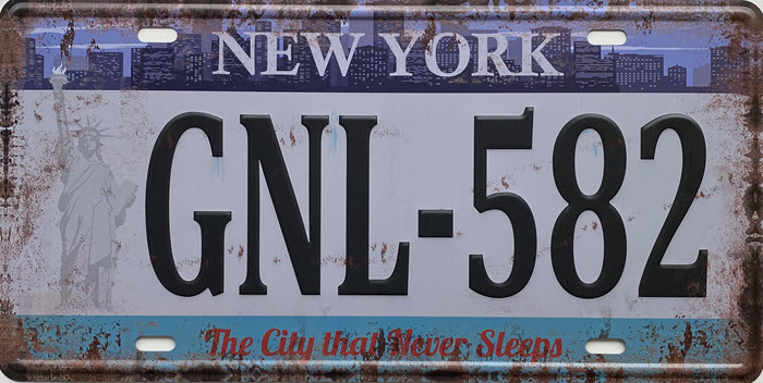 Retro metalen bord nummerplaat - New York