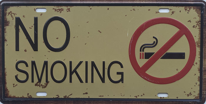Retro metalen bord nummerplaat - No smoking