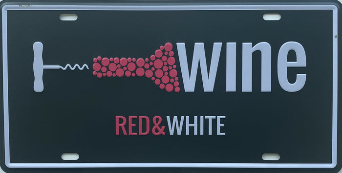 Retro metalen bord nummerplaat - Red & white