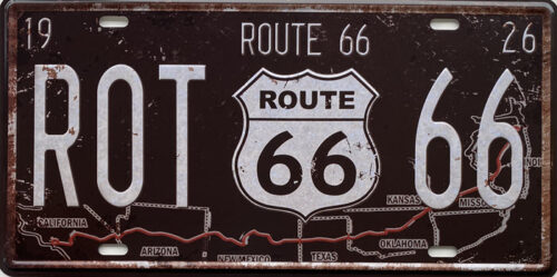 Retro metalen bord nummerplaat - Route 66