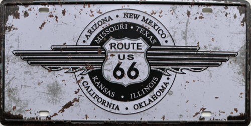 Retro metalen bord nummerplaat - Route US 66