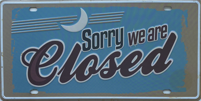 Retro metalen bord nummerplaat - Sorry we are closed