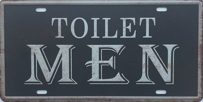 Retro metalen bord nummerplaat - Toilet men