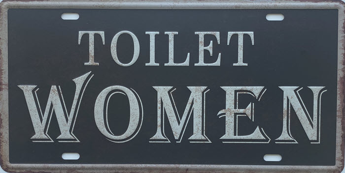 Retro metalen bord nummerplaat - Toilet women
