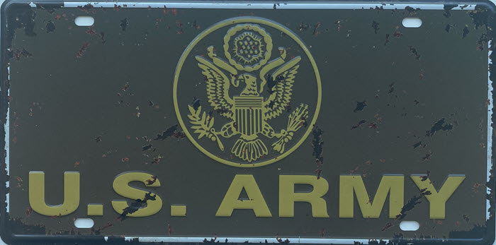 Retro metalen bord nummerplaat - US army