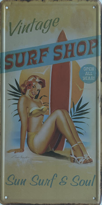 Retro metalen bord nummerplaat - Vintage surf shop