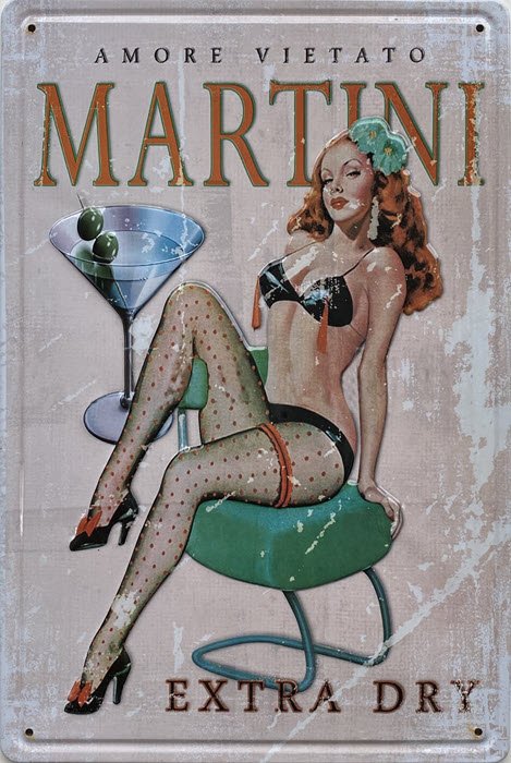 Retro metalen bord reliëf - Amore vietato Martini