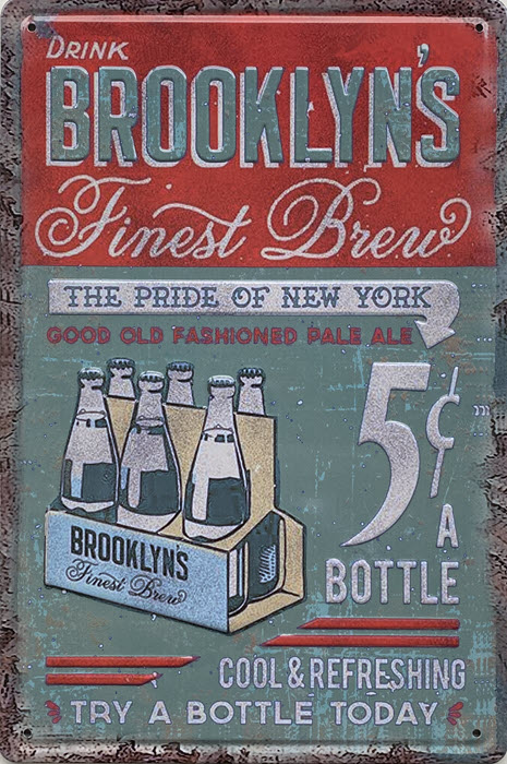 Retro metalen bord reliëf - Drink Brooklyns finest brew