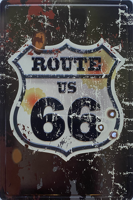 Retro metalen bord reliëf - Route US 66