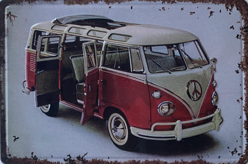 Retro metalen bord reliëf - Volkswagen busje
