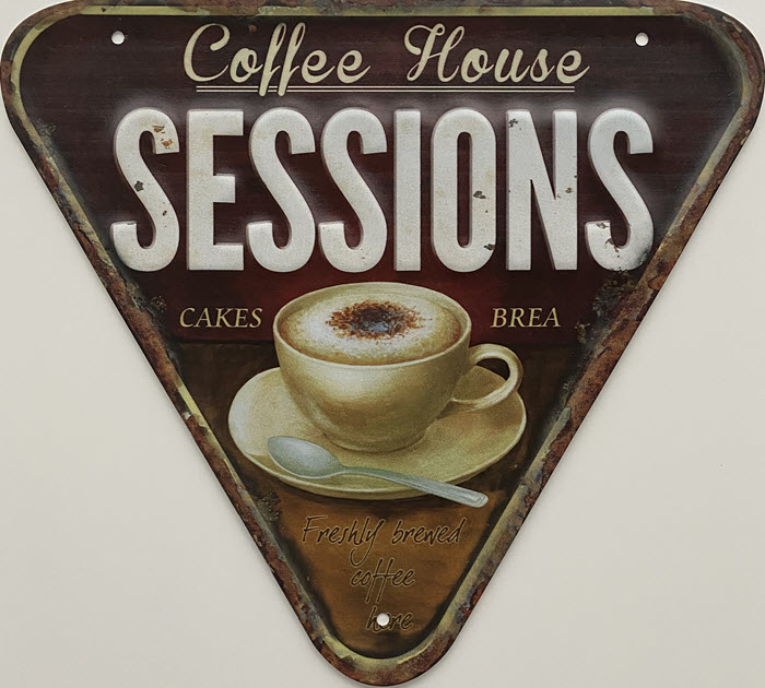 Retro metalen bord speciale vormen - Coffee house sessions