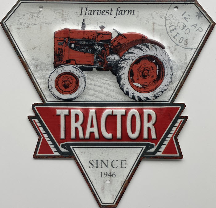 Retro metalen bord speciale vormen - Harvest farm tractor