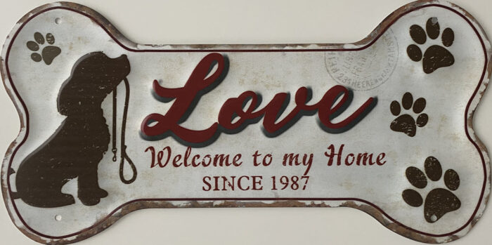 Retro metalen bord speciale vormen - Love - welcome to my house