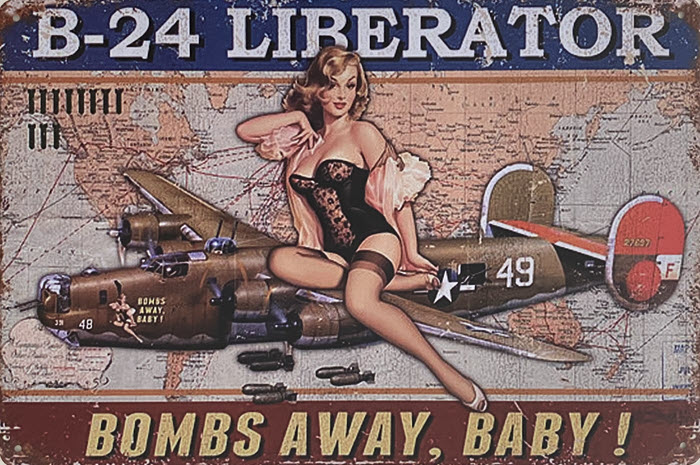 Retro metalen bord vlak - B-24 Liberator