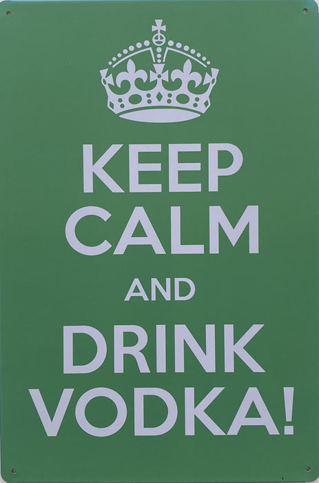 Retro metalen bord vlak - Keep calm and drink vodka