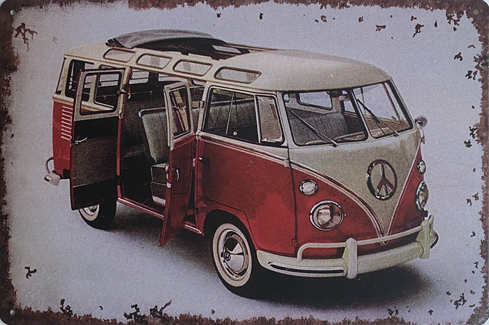 Retro metalen bord vlak - Volkswagen busje 2