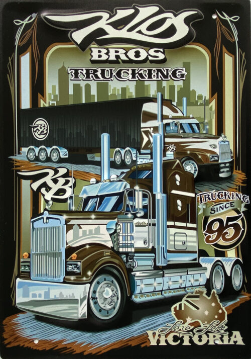Retro metalen bord groot reliëf - Bros trucking