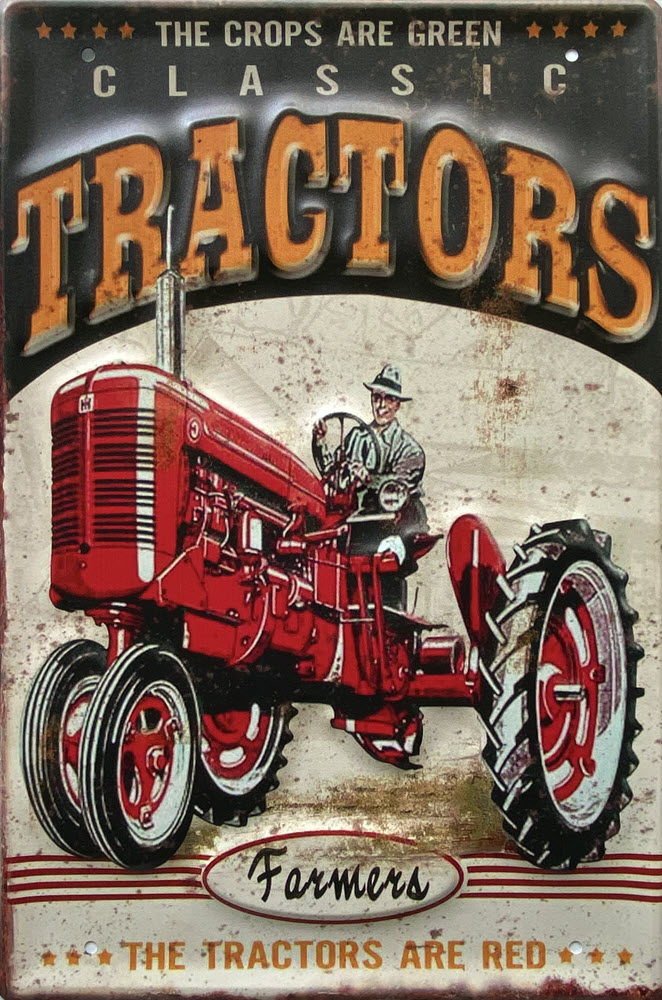 Retro metalen bord groot reliëf - Classic tractors