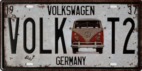 Retro metalen bord nummerplaat - Volkswagen
