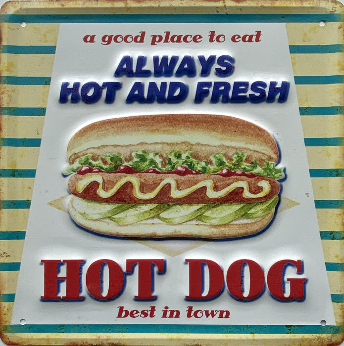 Retro metalen bord speciale vormen - Hot dog