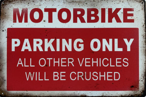 Retro metalen bord limited edition - Motorbike parking only