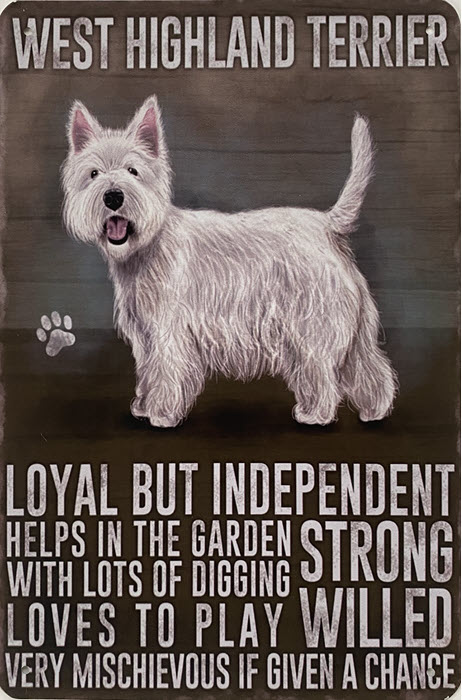 Retro metalen bord limited edition - West Highland Terrier