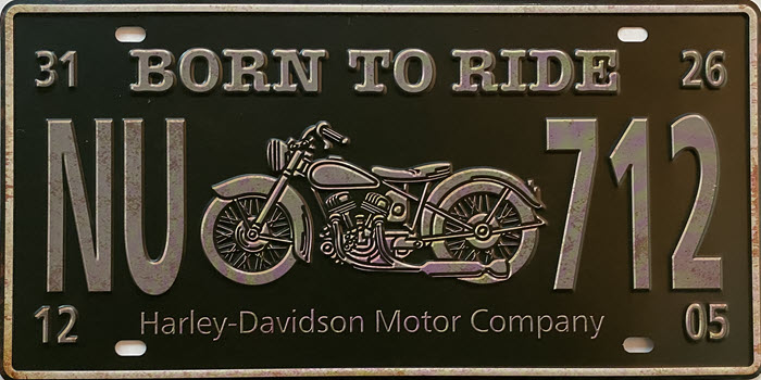 Retro metalen bord nummerplaat - Born to ride