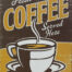 Retro metalen bord vlak - Fresh and hot coffee