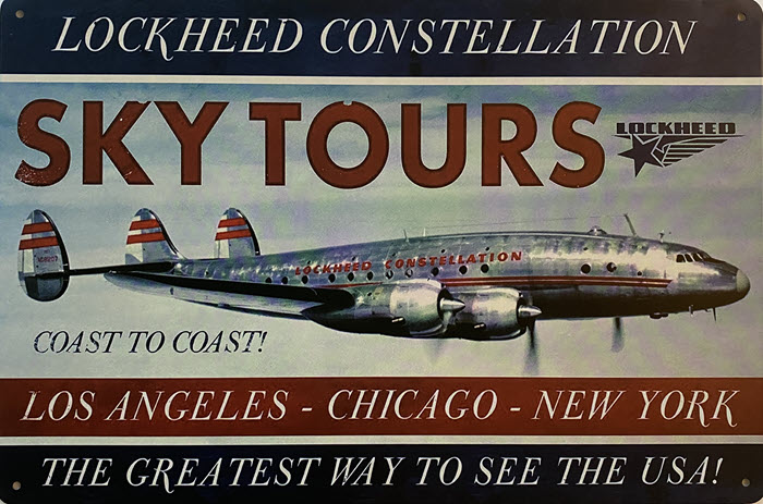Retro metalen bord vlak - Skytours Lockheed