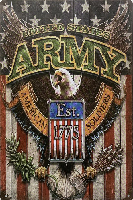 Retro metalen bord vlak - United States army