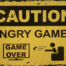 Retro metalen bord vlak - Caution angry gamer